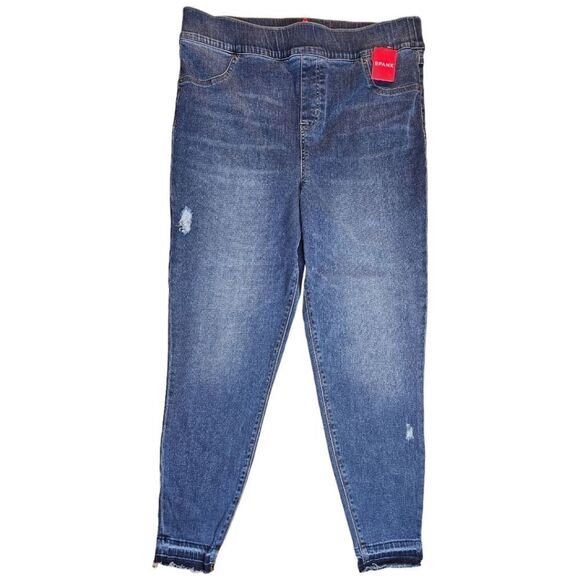 Spanx Distressed Medium Wash Skinny Jeans - Picture 2 of 9